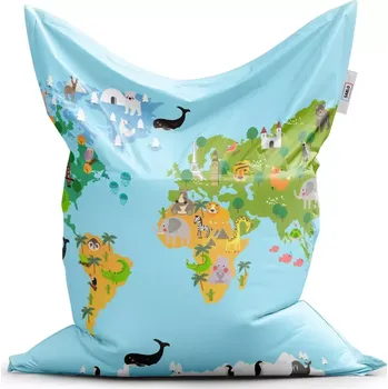 Sedací pytel Sablio Sedací vak Zvířecí mapa světa - 200x140 cm