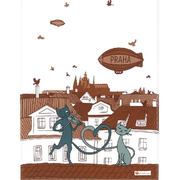 Utěrka GiftyCity Bavlněná utěrka 50 x 70 cm kočky ve městě