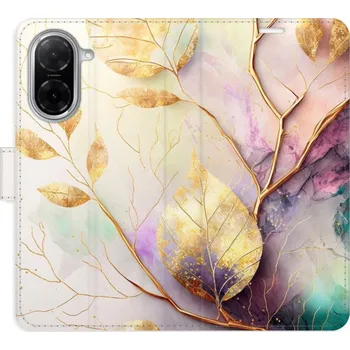 Pouzdro na mobilní telefon Flipové pouzdro iSaprio - Gold Leaves 02 - Xiaomi Redmi A5