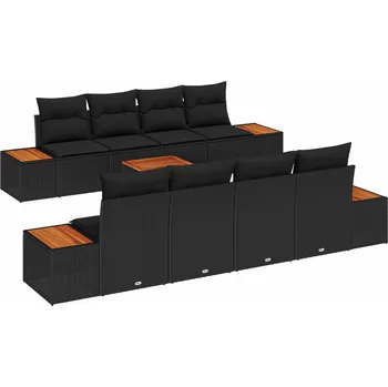 Zahradní sestava Sada zahradních pohovek s polštářem 9 pcs Černá Poly ratan IM_3348049