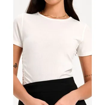 Dámské oblečení Sinsay - Tričko z&nbsp;žebrovaného úpletu - bílá - 518DO-00X - 518DO-00X-L