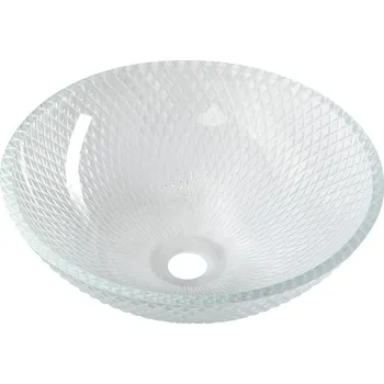 Umyvadlo Sapho PUKETA skleněné gravírované umyvadlo na desku Ø 42cm, čirá - TY165