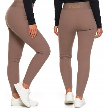 Dámské legíny Dámské žebrované legíny Moraj s vysokým pasem, pohodlné, sportovní, mokka barva, velikost L/XL