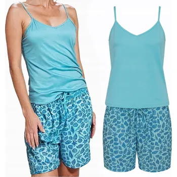 Dámské pyžamo Dámské bavlněné pyžamo na ramínkách kraťasy se zavazováním 100% BAVLNA *S