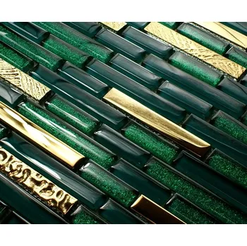 Obklad Skleněná mozaika Englass, odstíny zelené a žluté, lesklá