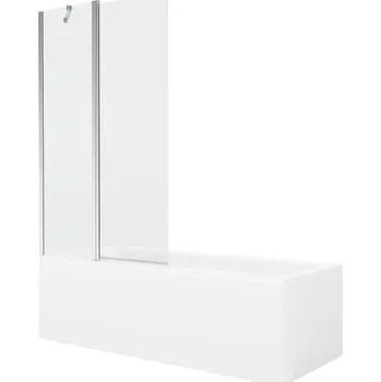 Vanová zástěna MEXEN/S - Cubik obdélníková vana 150 x 70 cm s panelem + vanová zástěna 100, transparent, chrom 550315070X9401010100
