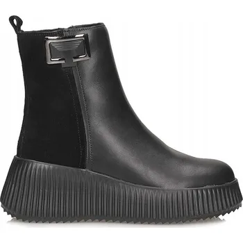 Dámská zimní obuv Dámské boty, kožené kotníkové boty na platformě Filippo , světle černé vel. 38