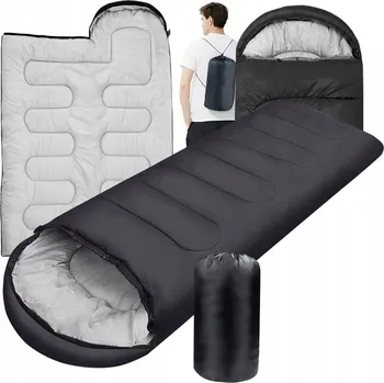 Spacák Lewer Turistický spací pytel typu deka, teplý, lehký, 70 cm x 210 cm, Pravý, černá, 210 cm