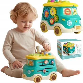 Hračka pro nejmenší INTERAKTIVNÍ VZDĚLÁVACÍ AUTOBUS SE ZVUKEM, STAVEBNICE, TŘÍDIČ TVARŮ - VÝUKA PRO DĚTI