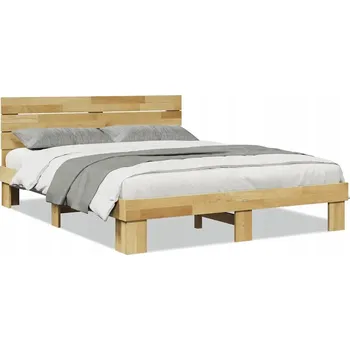 Postel Rám postele s čelem bez matrace 135x190 cm masivní dubové dřevo