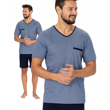 Pánské pyžamo Hotberg CARL - modré pohodlné pánské pyžamo krátké M