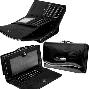 Peněženka DÁMSKÁ kožená peněženka červená lakovaná malá RFID