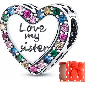 Přívěsek Stříbrný Charms serce dla siostry 925 + KRABIČKA Dárek