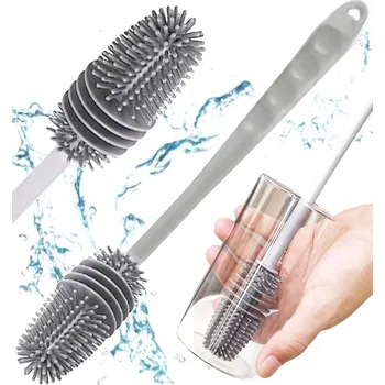 Kartáč na nádobí Silikonový kartáč na mytí vysokých sklenic, lahví a zavařovacích sklenic, kuchyňská myčka