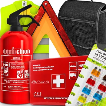 Hasicí přístroj Hasicí Přístroj 1 kg Ohňostroj Lékárnička Trojúhelník Vesta Pojistky Taška