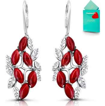 Náušnice Stříbrné náušnice s korálem stříbro visací červený korál na klapku 925