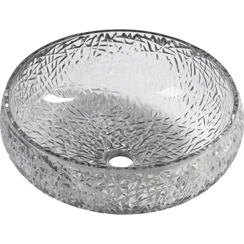 Umyvadlo Sapho GAVIOTA skleněné gravírované umyvadlo na desku Ø 42cm, černá - TY306