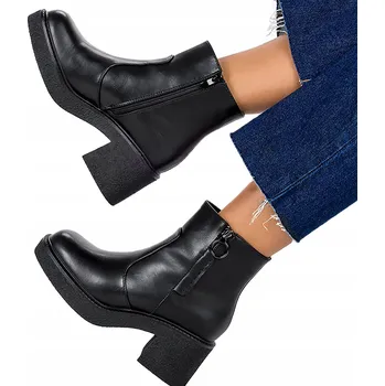 Dámská zimní obuv Sergio Leone dámské kotníkové boty na sloupkovém podpatku, velikost 37