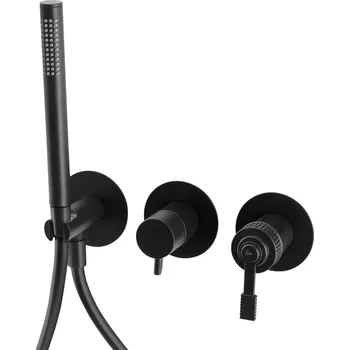 Vodovodní baterie Sapho VERSI podomítková sprchová/vanová baterie s ruční sprchou, 2 výstupy, černá mat - RV052/15