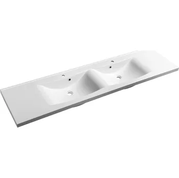 Umyvadlo Sapho LUCIOLA dvojumyvadlo, litý mramor, 180x48cm, bílá - 50184