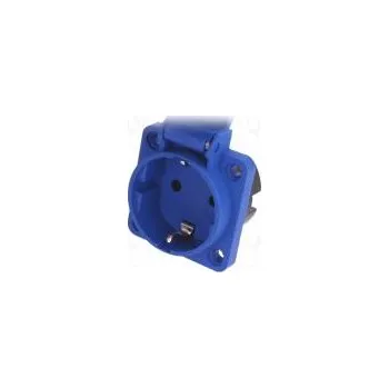 Elektrická zásuvka Konektor napájecí AC zásuvka 2P+PE 250VAC 16A modrá PIN 3