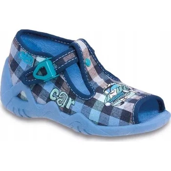 Dívčí bačkory Befado dětské papuče na suchý zip modré, velikost 18