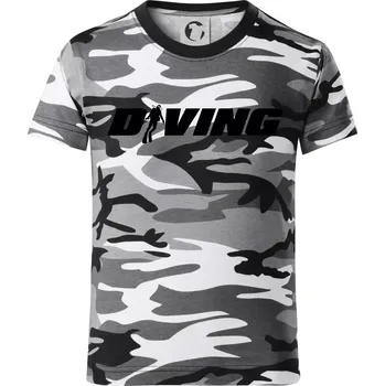 Chlapecké tričko Diving nápis potápěč - Dětské maskáčové triko - 134 cm/8 let ( Šedý maskáč )