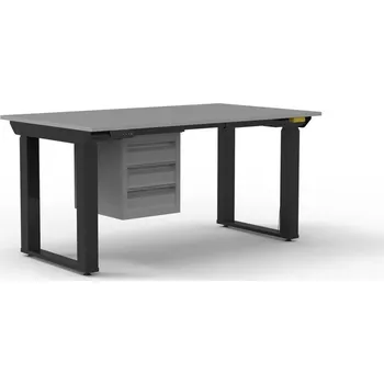 Dílenský stůl ESD Elektricky výškově stavitelný stůl s kontejnerem se třemi zásuvkami