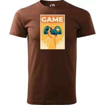 Pánské tričko Sablio Tričko s potiskem Ovládni svět - hnědé S