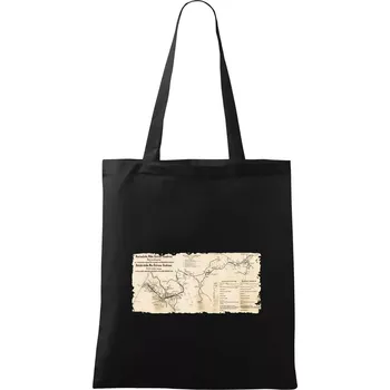 Nákupní taška Mapa Báňské dráhy z Moravské Ostravy do Doubravy - Taška bavlněná - 42 x 38 cm ( Černá )