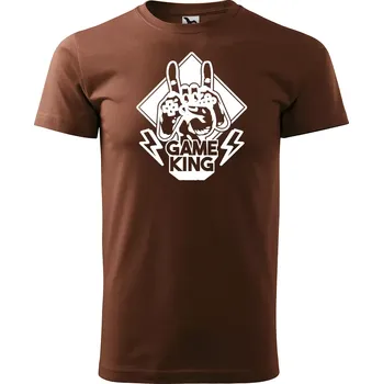 Pánské tričko Sablio Tričko s potiskem Game King - hnědé S