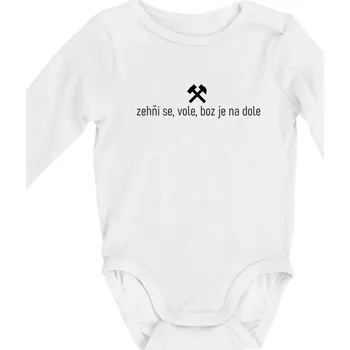 Kojenecké oblečení Zehňi se, vole, boz je na dole - Body kojenecké s dlouhým rukávem - Dlouhý r. do 3 měs ( Bílá )