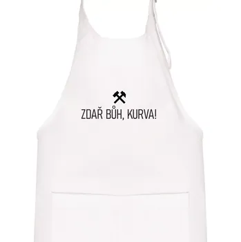 Kuchyňská zástěra ZDAŘ BŮH, KURVA!﻿ - Dětská zástěra na vaření - Univerzální velikost ( Bílá )