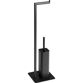 Gedy FELIX stojan s držákem na toaletní papír a WC štětkou, hranatý, černá mat - 133214