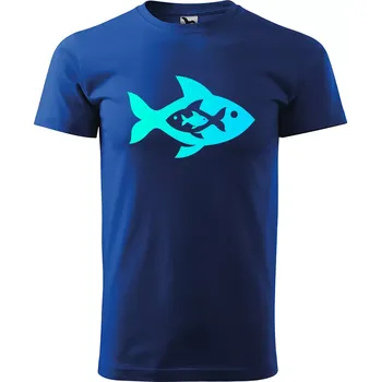 Sablio Tričko s potiskem Fish blue - modré XL