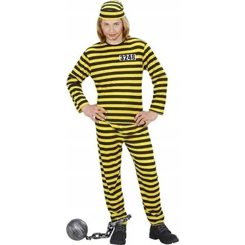 Karnevalový kostým KOSTÝM DĚTSKÝ VĚZEŇ VĚZEŇSKÝ OBLEK PRO ODSOUZENÉHO S PRUHY KARNEVAL 158
