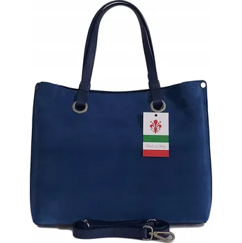 Kabelka Vera Pelle shopper kabelka z pravé semišové kůže, modrá