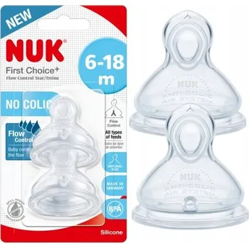 NUK silikonová DUDLÍK na láhev First Choice+ 2ks 6-18m, M