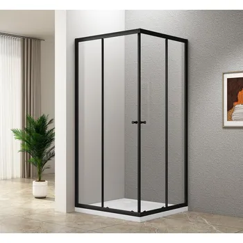 Aqualine AGGA BLACK čtvercová sprchová zástěna 900x900mm, čiré sklo - BLF909