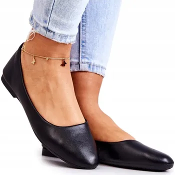 Dámské baleríny KOŽENÉ KLASICKÉ BALERÍNKY NA ZKLUZNUTÍ ČERNÉ 40