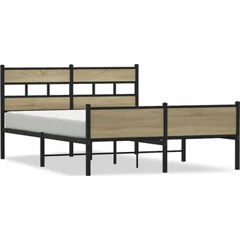 Postel Jednolůžková kovová postel VidaXL 150x200 cm, dekor dub