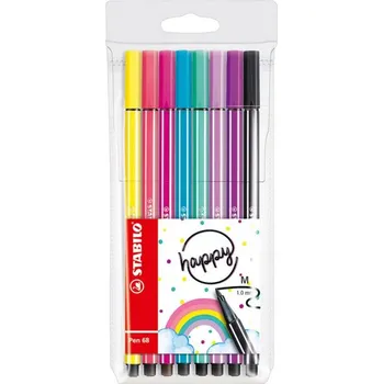 Stabilo Pen 68 Fixy HAPPY, 8 barev, v plastovém pouzdro