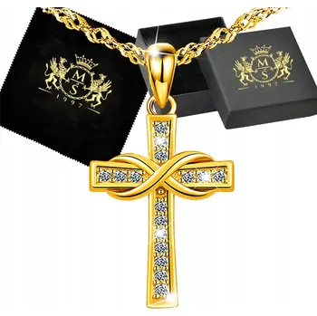 Přívěsek Zlatý Náhrdelník Křížek Dárek Stříbro 925