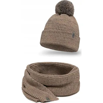 Čepice Pánská zimní sada šál čepice Pamami , Polský výrobek, béžová, teplá, módní