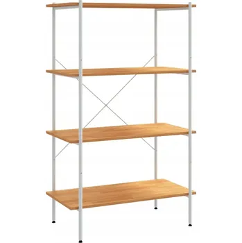 Knihovna 4-patrový regál, bílý a dubové dřevo, 80x40x130 cm