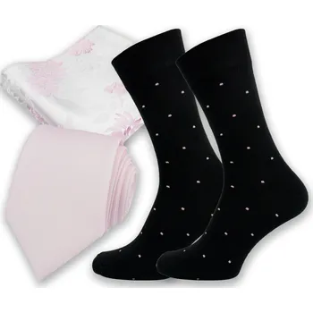 Kravata Světlounce růžový pánský set – kravata, kapesníček a ponožky