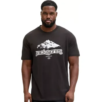Oblečení a móda Pánské tričko ve velkých velikostech s krátkým rukávem a potiskem Jack & Jones 12287093 černé (5XL)