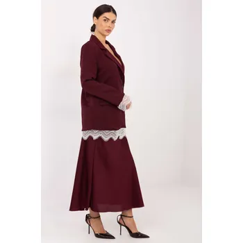 Dámské sako Bordové sako s krajkovým lemem Italy Moda bílá | tmavě červená 3497847