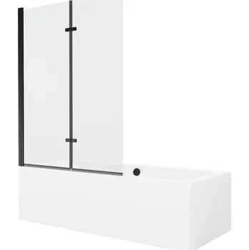 MEXEN/S - Cube obdélníková vana 170 x 80 cm s panelem + vanová zástěna 120, transparent, černá 550517080X9212027000