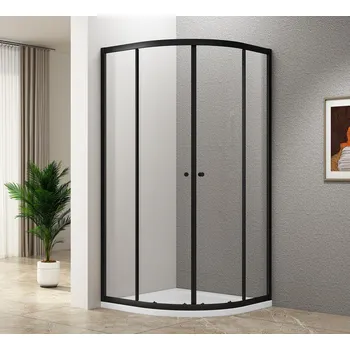 Aqualine ARLETA BLACK čtvrtkruhová sprchová zástěna 900x900mm, čiré sklo - BLS900